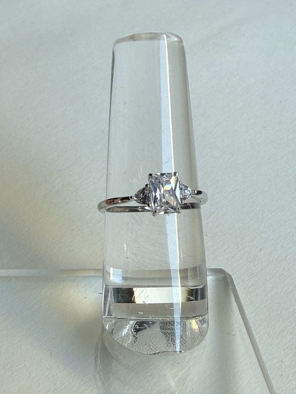 Minimalist radiant-cut CZ ring - sz 8